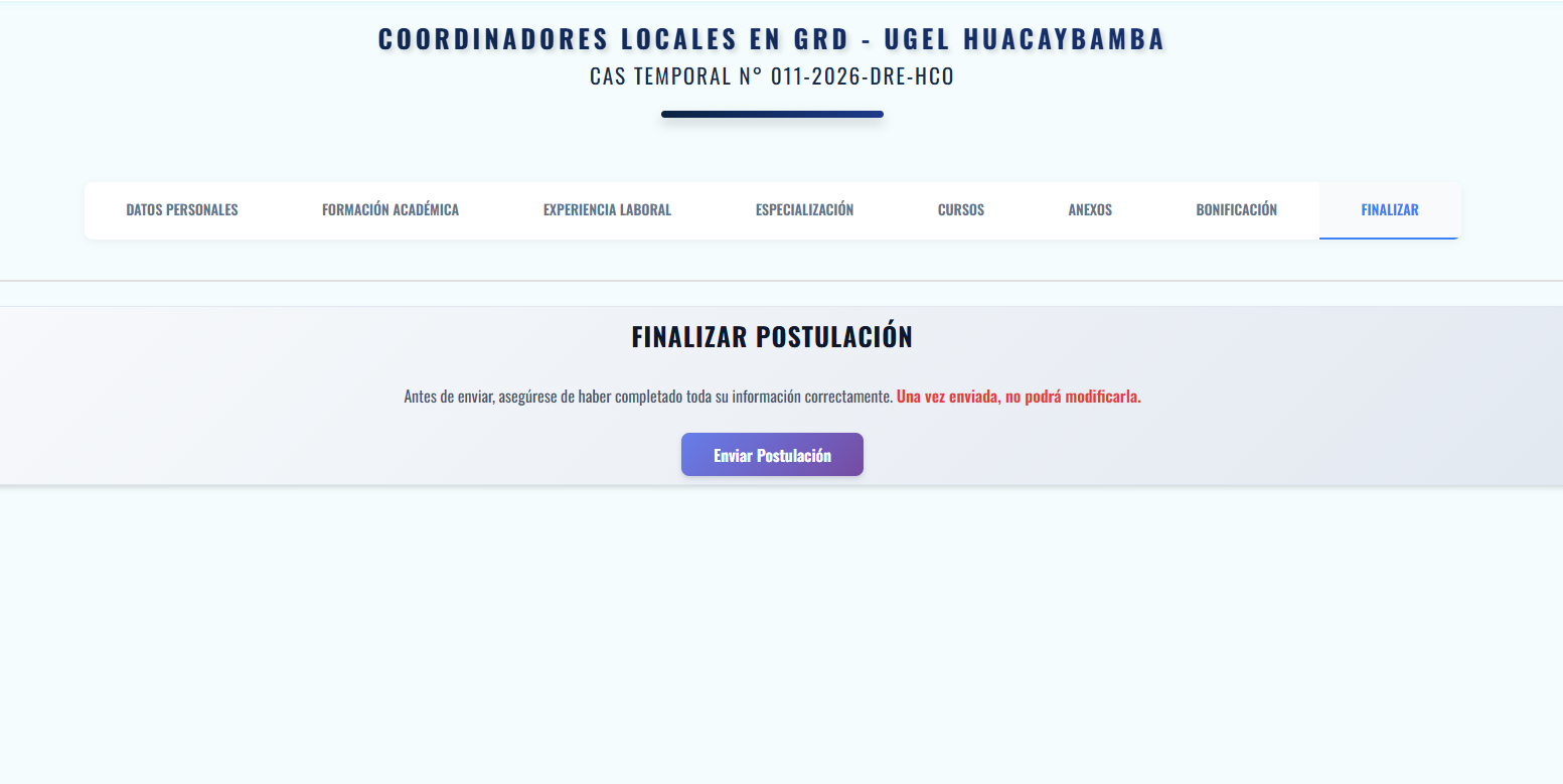 Formulario de Bonificaciones